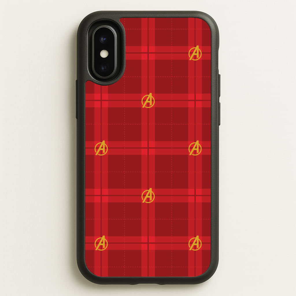 Superhero Team Red Tartan Pattern iPhone X / XS Case