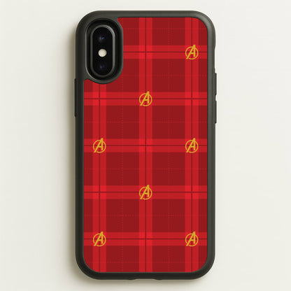 Superhero Team Red Tartan Pattern iPhone X / XS Case