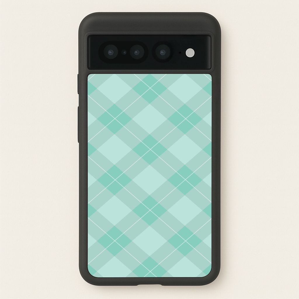 Light Cyan Tartan Christmas Pattern Google Pixel 7 Pro Case