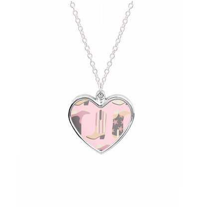 Dusty Pink Cowboy Boots Pattern Necklace
