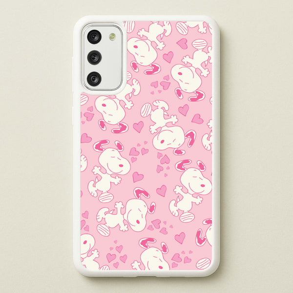 Cartoon Beagle Valentine Hearts Pattern Galaxy S20 Case