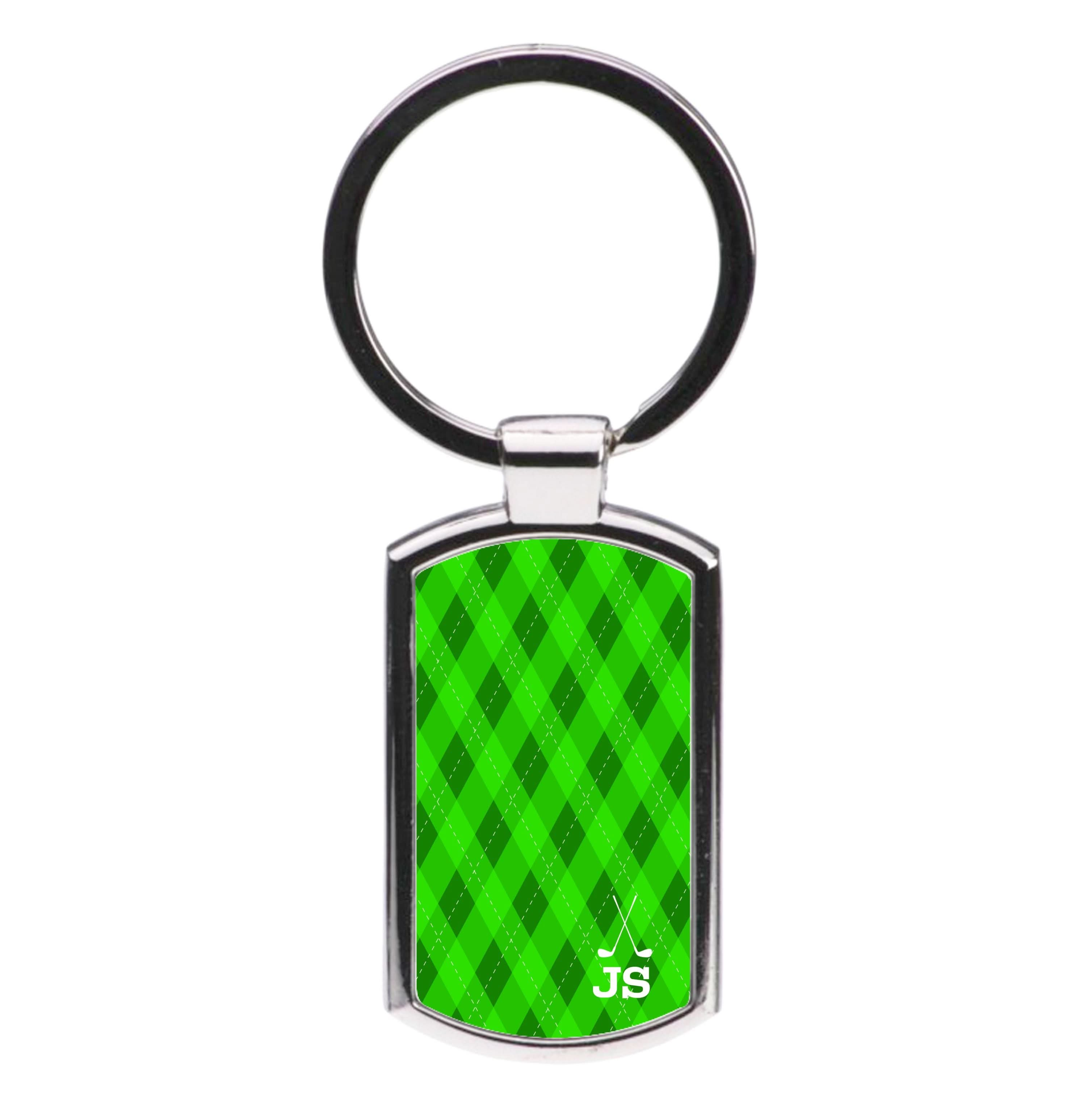 Personalised Golf Pattern Luxury Keyring