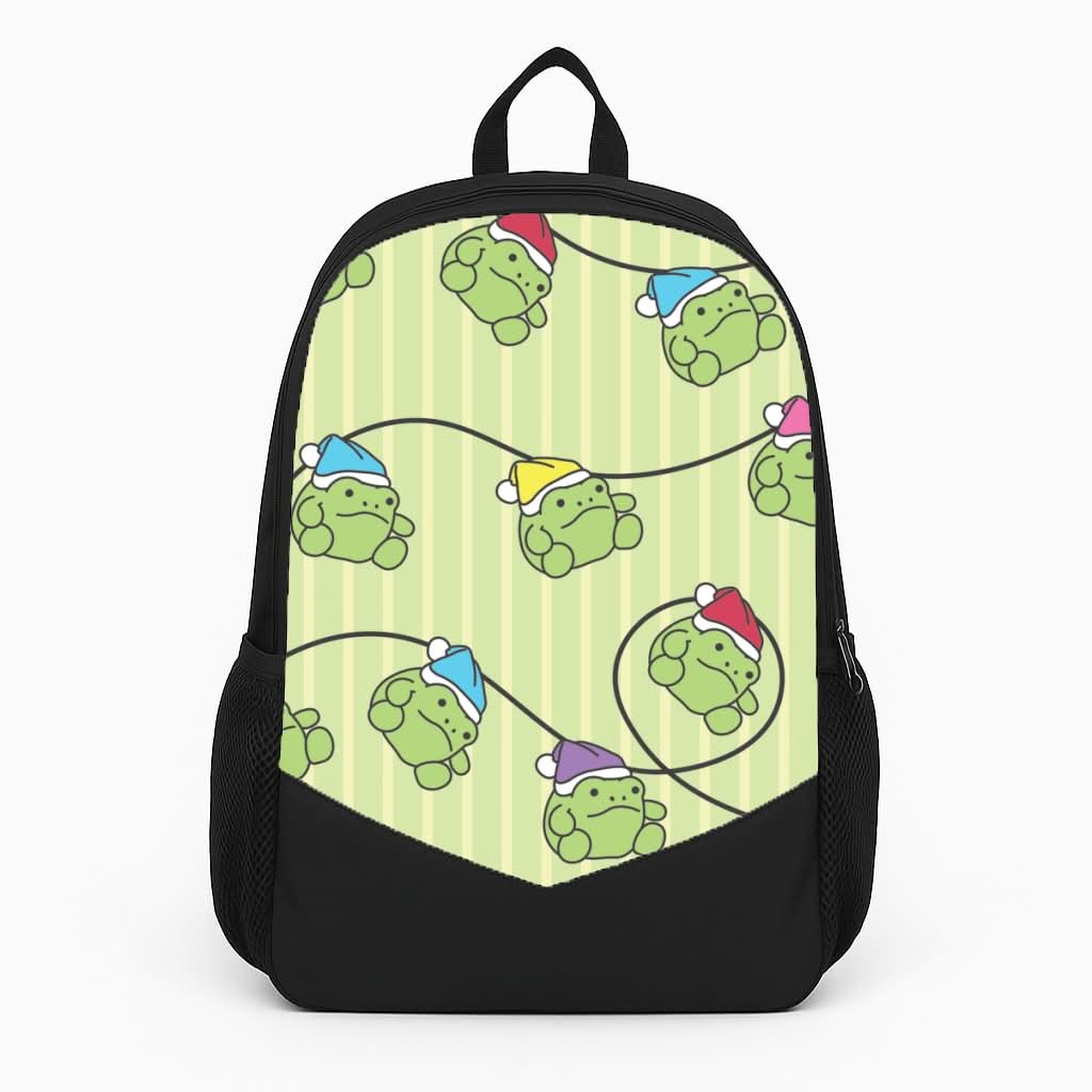 Christmas Frog Plush Fairylights Pattern Backpack