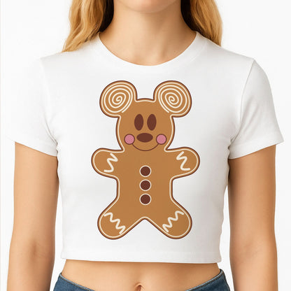 Cartoon Mouse Gingerbread Crop Top