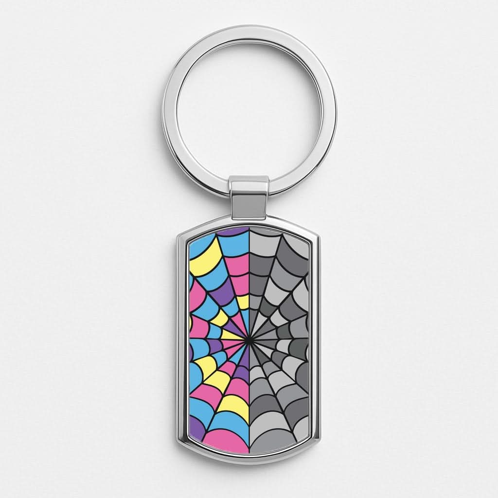 Colourful And Gray Spiderweb Luxury Keyring
