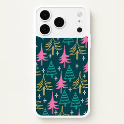 Colourful Sketched Christmas Trees Pattern iPhone 17 Pro Case