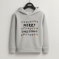 Merry Christmas String Lights Grey Kids Hoodie