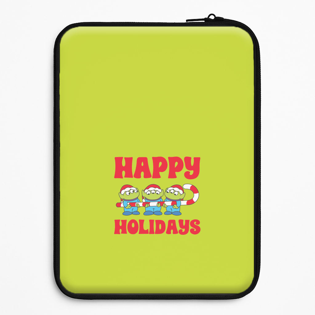 Happy Holidays Cute Green Aliens Universal Laptop Sleeve