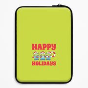 Happy Holidays Cute Green Aliens Laptop Sleeve 1