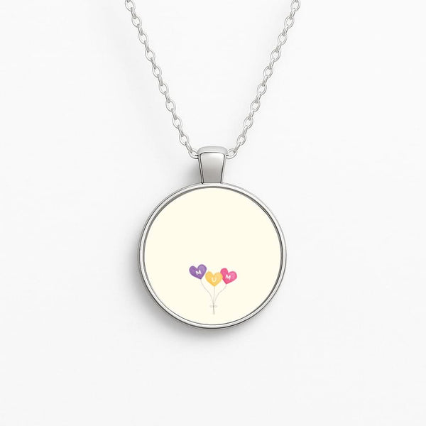 Mum Watercolour Balloons Circle Necklace