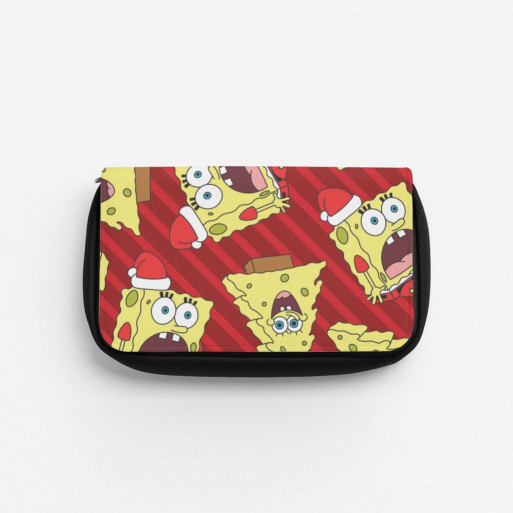 Christmas Cartoon Sponge Stripes Pattern Pencil Case