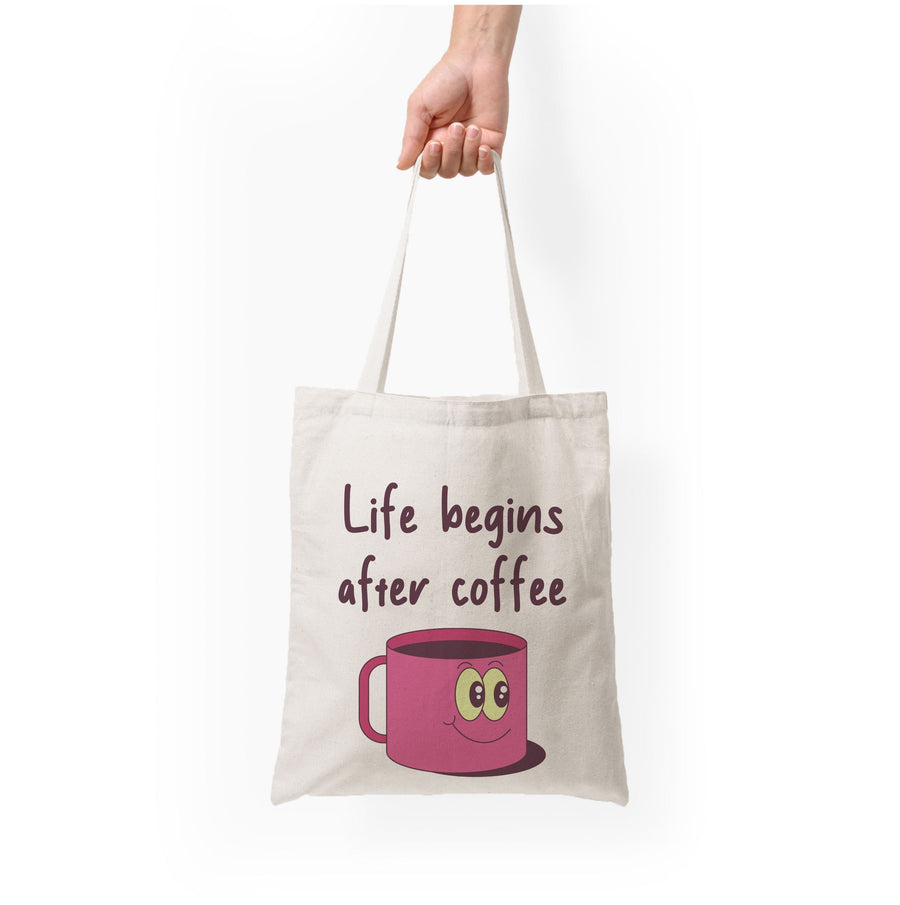 Life Begins After Coffee - Aesthetic Quote Tote Bag