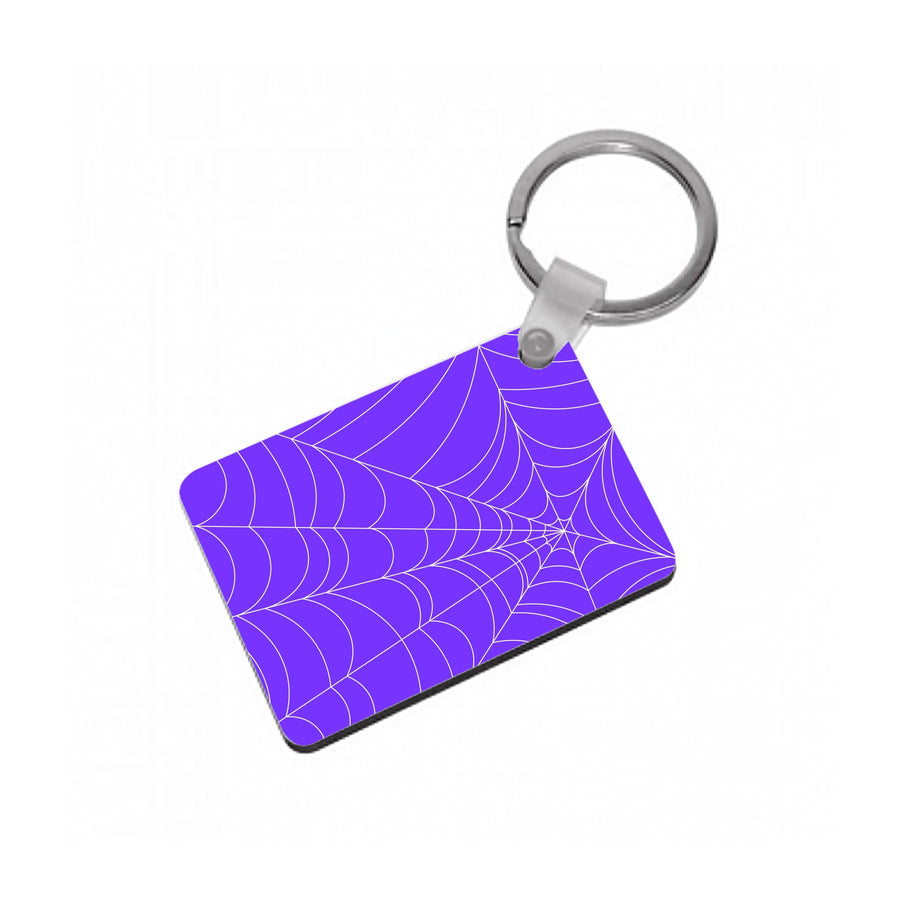 Purple Cobweb Pattern Keyring