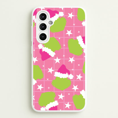 Pink Green Creature Xmas Pattern Galaxy A14 Case
