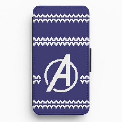 Superhero Team Blue Christmas Jumper  Flip / Wallet Phone Case