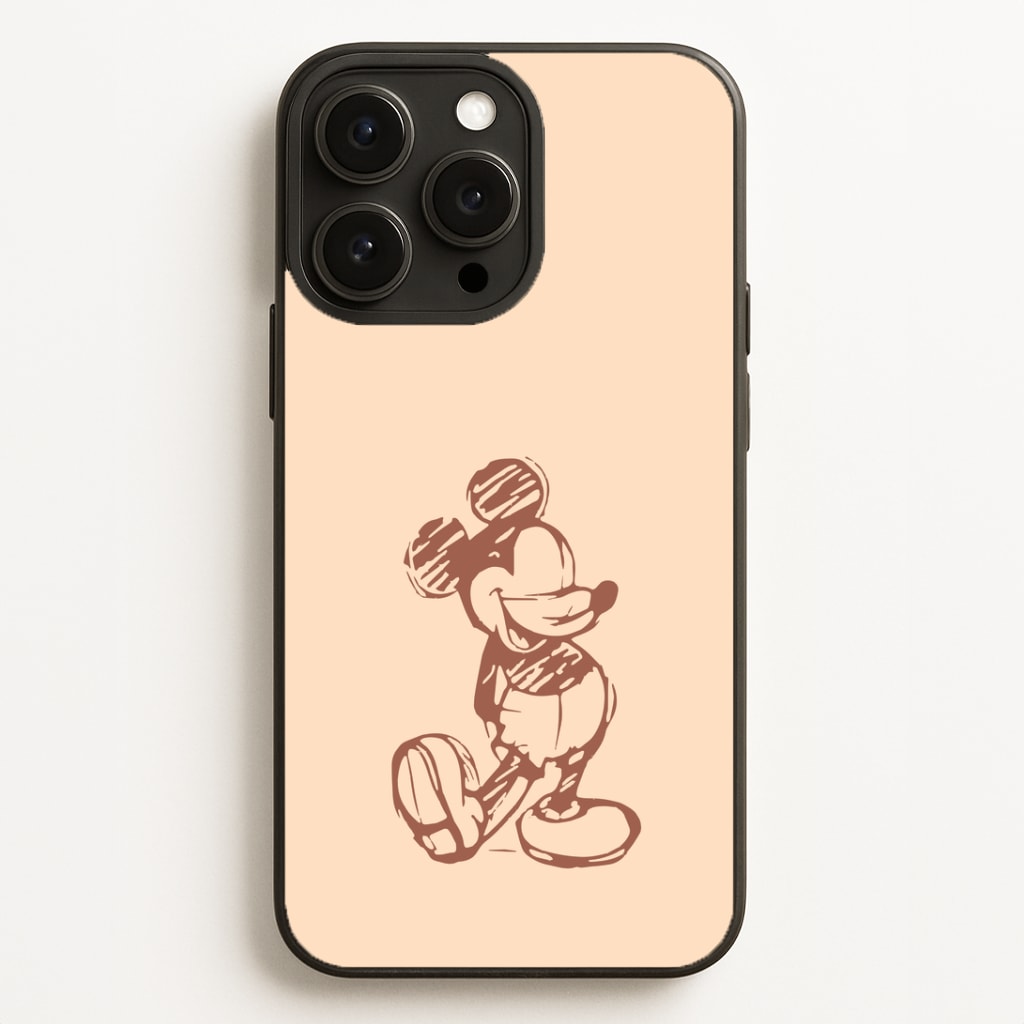 Sketched Mouse Outline Beige  Phone Case