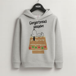 Cartoon Beagle Gingerbread House Grey Kids Hoodie
