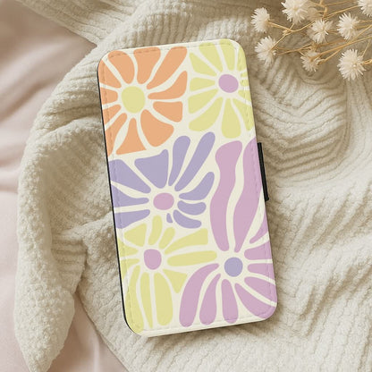 Pastel Abstract Flowers Leather Phone Case