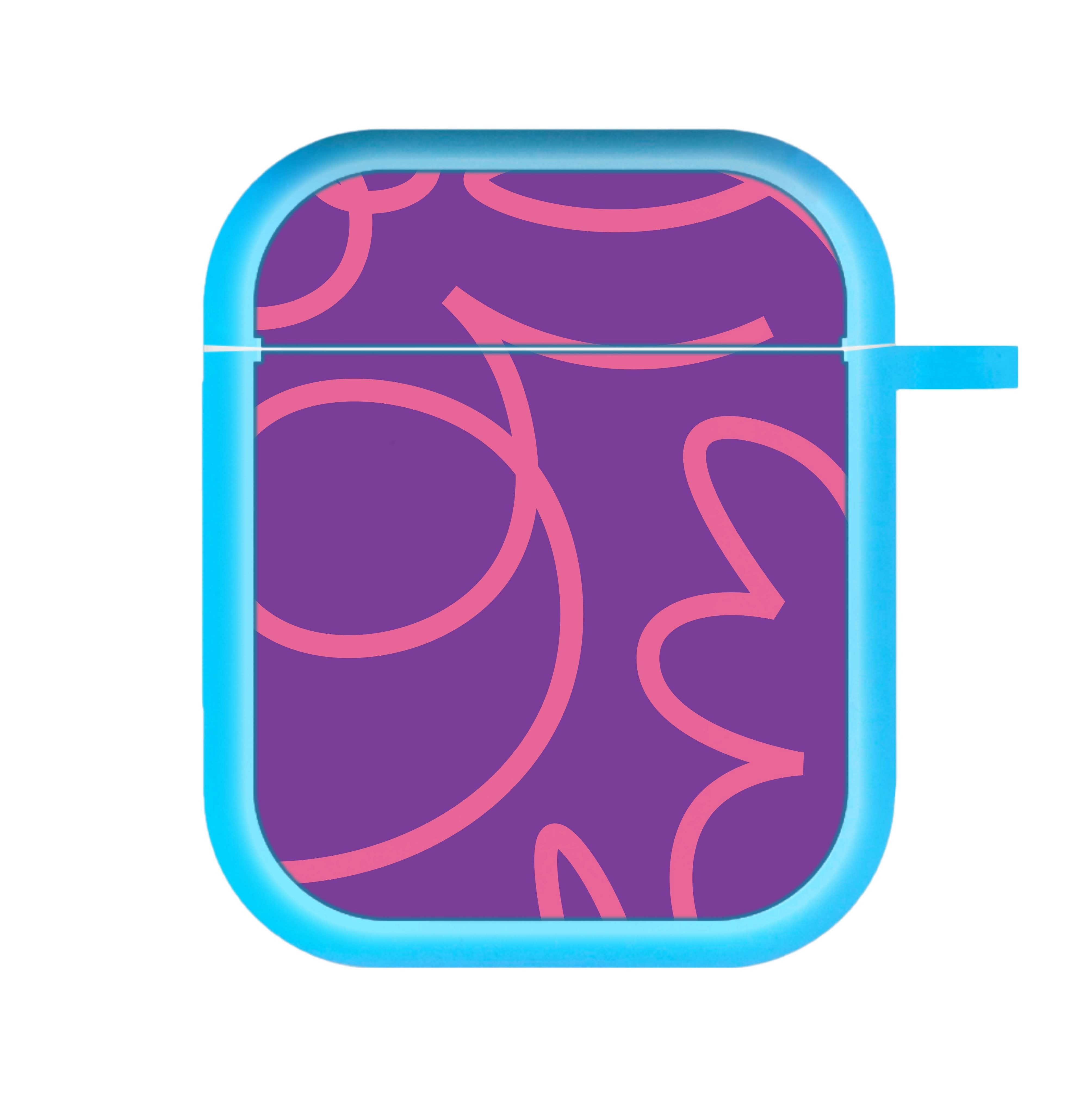 Pink Squiggles Abstract Pattern AirPods Case