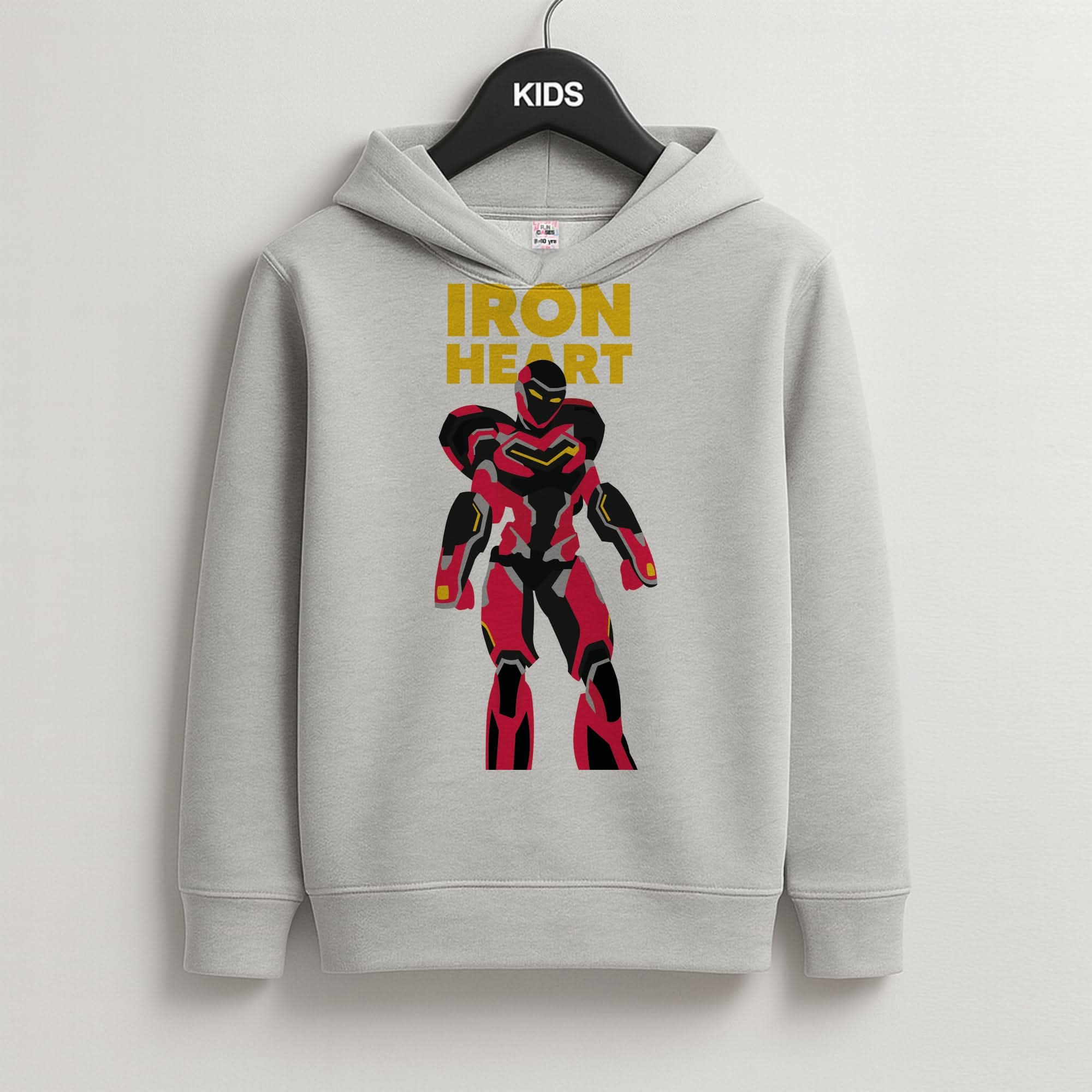 Metal Heart Hero Standing Grey Kids Hoodie
