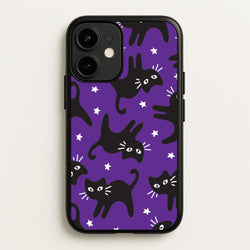 Cartoon Black Cats And Stars Pattern iPhone 12 Mini Case