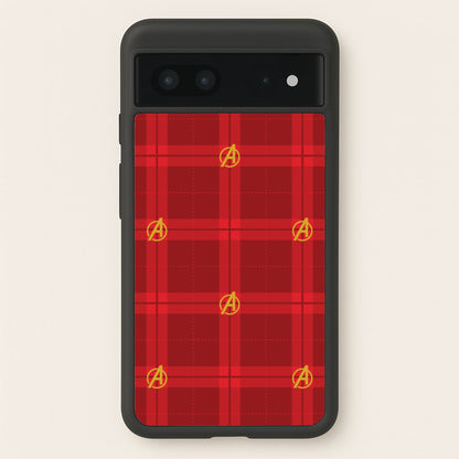Superhero Team Red Tartan Pattern Google Pixel 7 Case