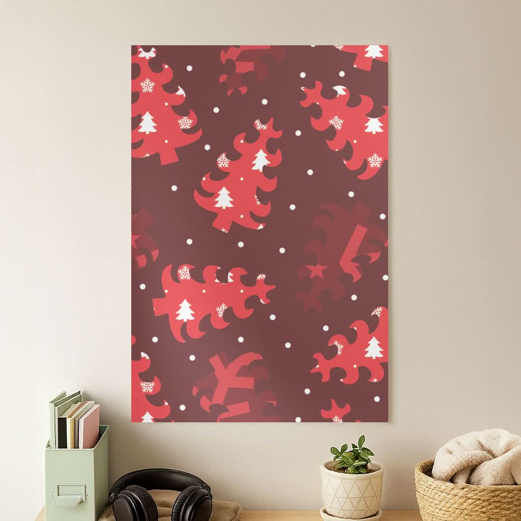 Wrapping Paper Christmas Tree Pattern Poster