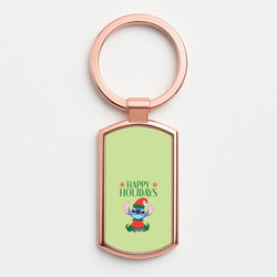 Cute Blue Alien Elf Rose Gold Keyring