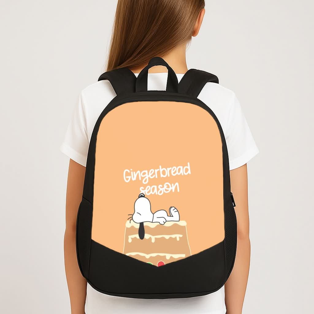 Cartoon Beagle Gingerbread House School Bag