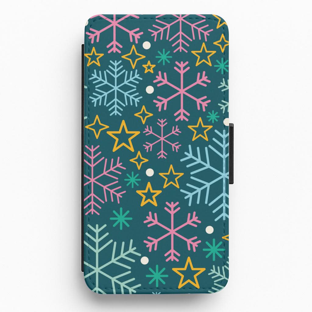 Colourful Christmas Symbols Pattern Flip / Wallet Phone Case
