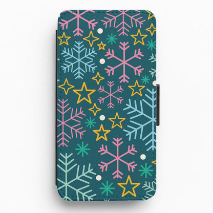 Colourful Christmas Symbols Pattern Flip / Wallet Phone Case