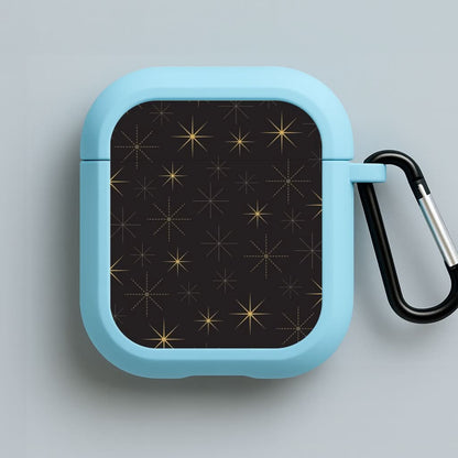 Christmas Gold Stars Pattern Blue AirPods Case