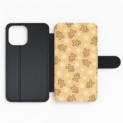 Cute Gingerbread And Snowflakes Pattern Flip Phone Case