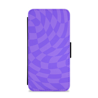 Purple Trippy Checkerboard Pattern Flip / Wallet Phone Case