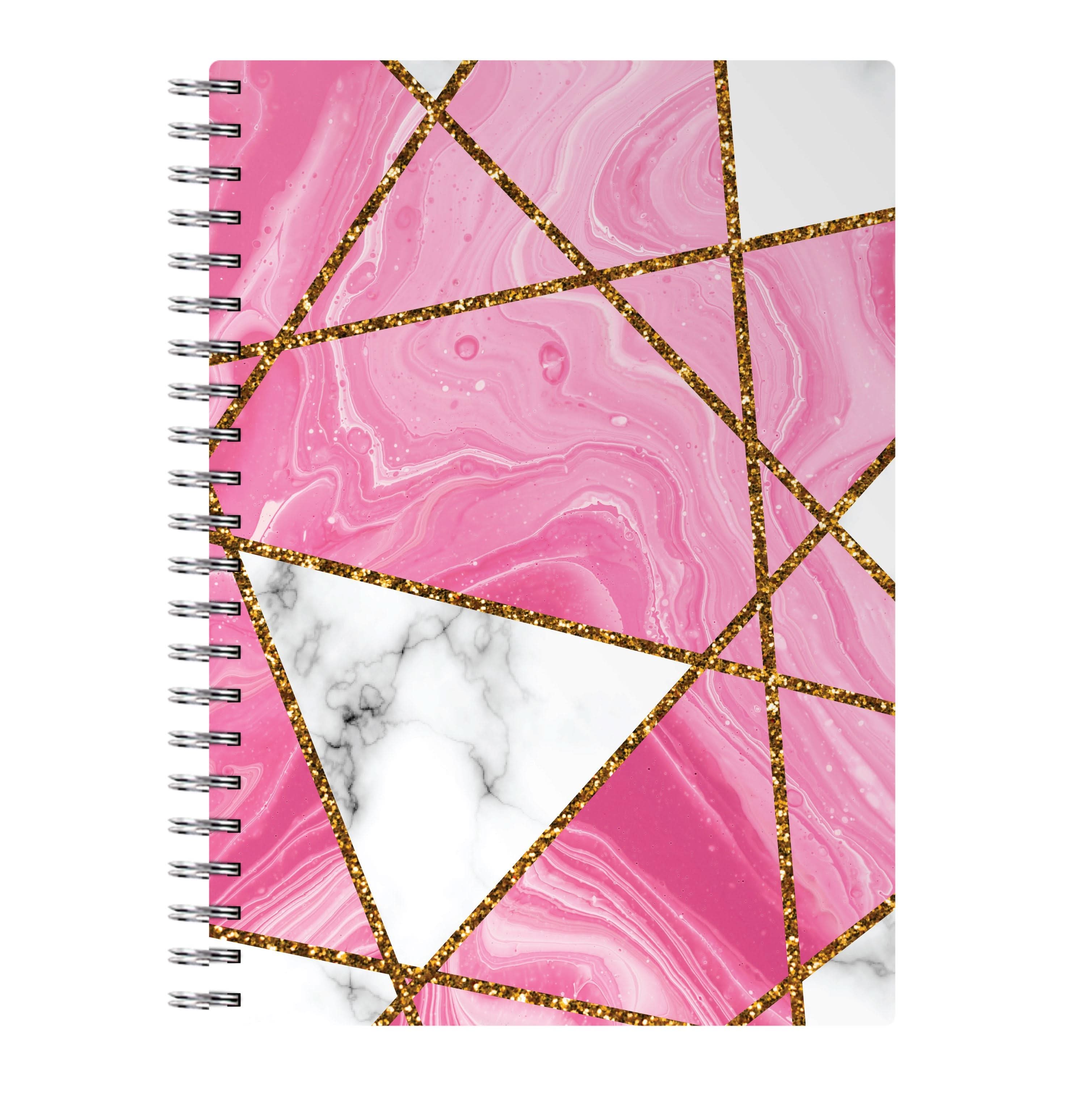 Pink Marble And Gold Collage Notebook