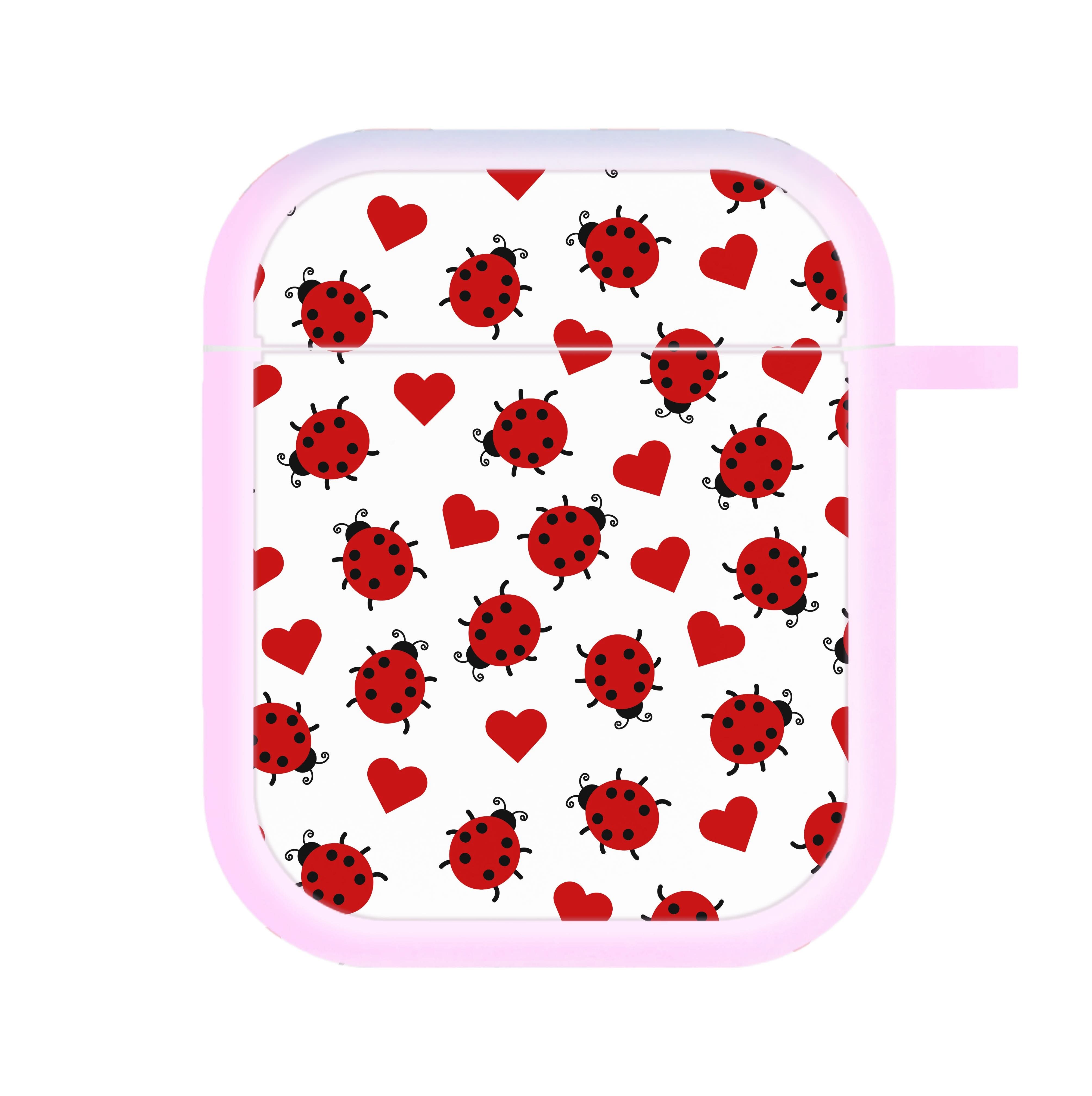 Ladybugs And Hearts Pattern AirPods Case