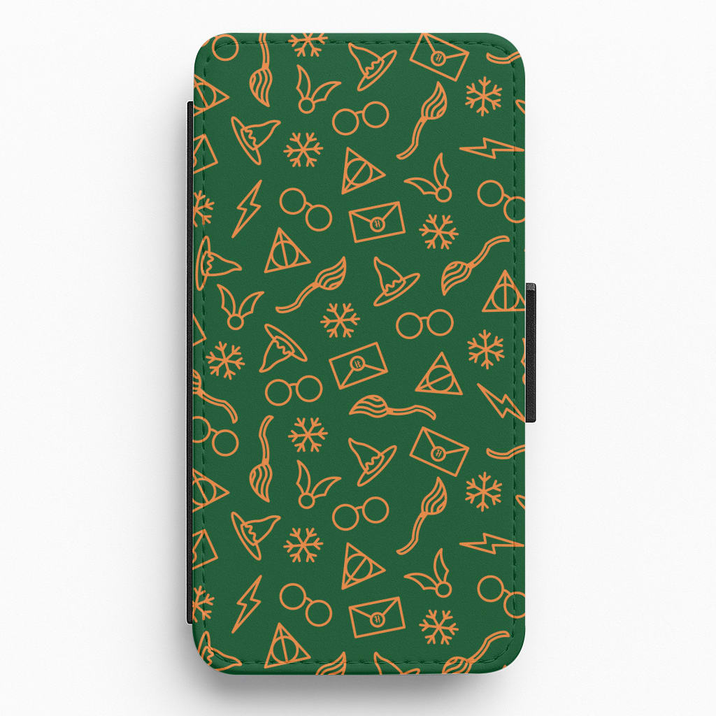 Christmas Wizard Icons Pattern Flip / Wallet Phone Case