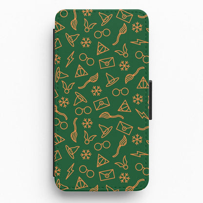 Christmas Wizard Icons Pattern Flip / Wallet Phone Case