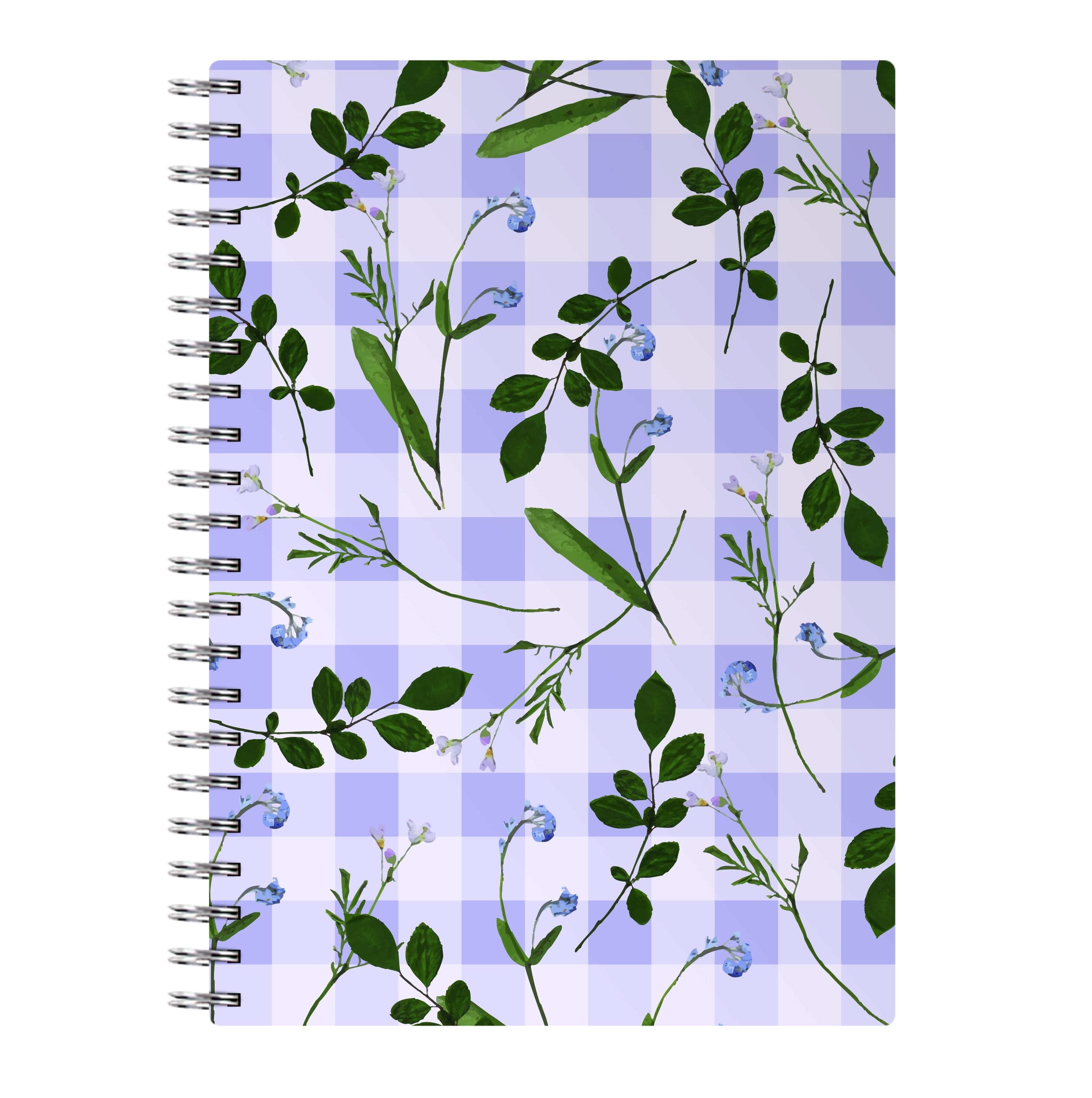 Checkered Pressed Flowers Pattern Notebook