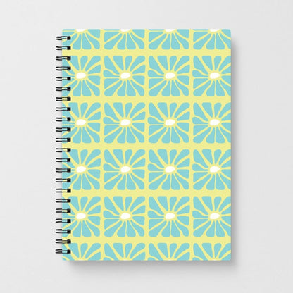 Square Abstract Flowers Blue Notebook