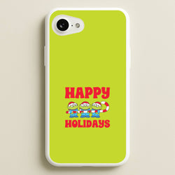 Happy Holidays Cute Green Aliens iPhone 16e Case