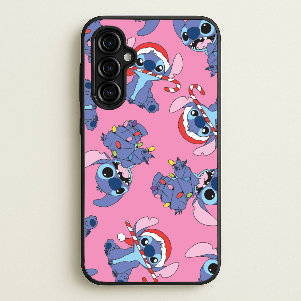 Christmas Cute Blue Alien Pattern Galaxy A54 Case