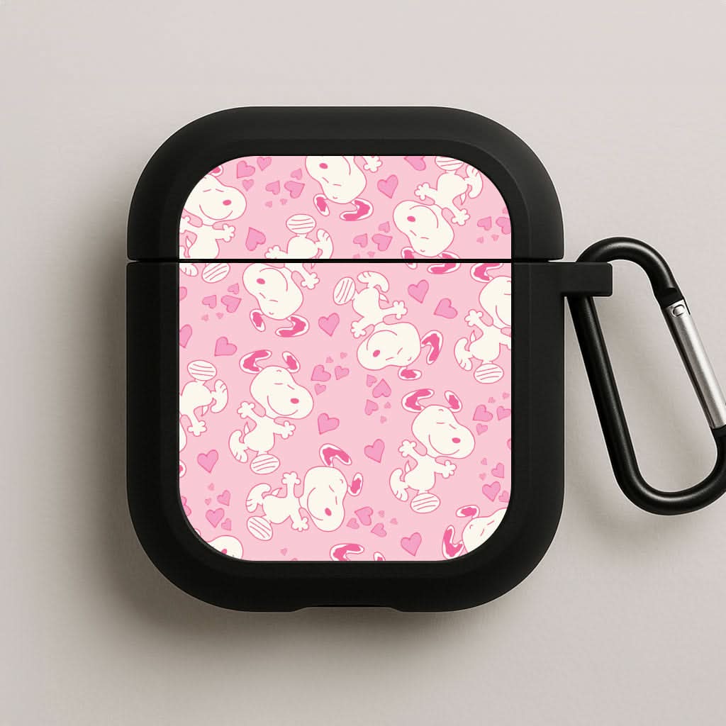 Cartoon Beagle Valentine Hearts Pattern AirPods Case