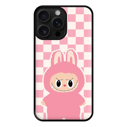 Checkered Cute Pink Monster  iPhone 16 Pro Case
