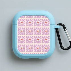 Square Abstract Flowers Mauve Blue AirPods Case