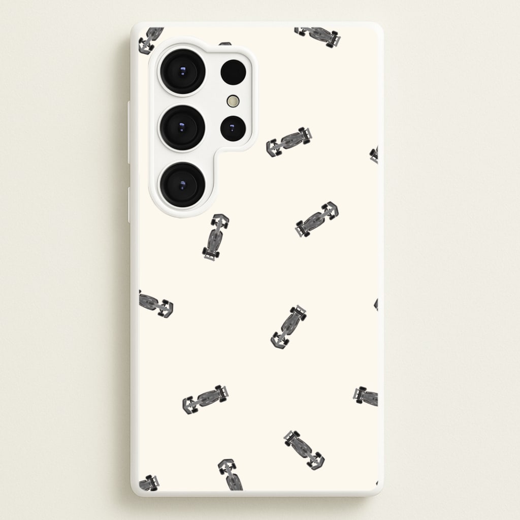 Race Cars Pattern Off White Galaxy S25 Ultra Case