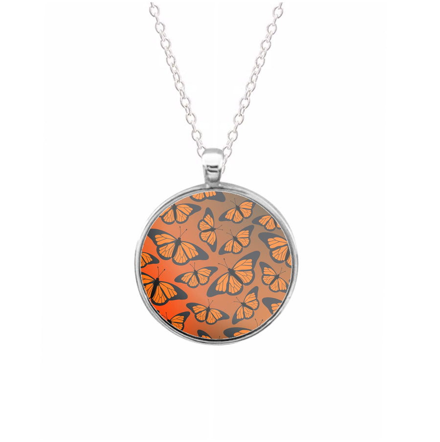 Orange Gradient Butterfly - Butterfly Patterns Necklace