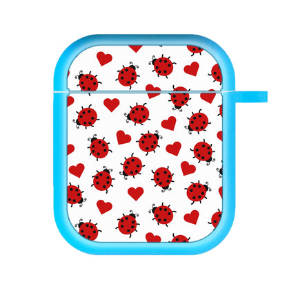 Ladybugs And Hearts Pattern AirPods Case