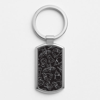Halloween Plushies Pattern II - Halloween Silver Metal Keyring