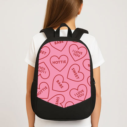 Quote Love Hearts Pattern School Bag